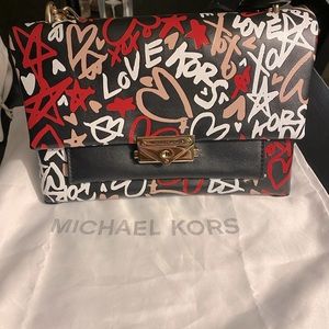 Cece Graffiti Print Leather Small Shoulder Bag